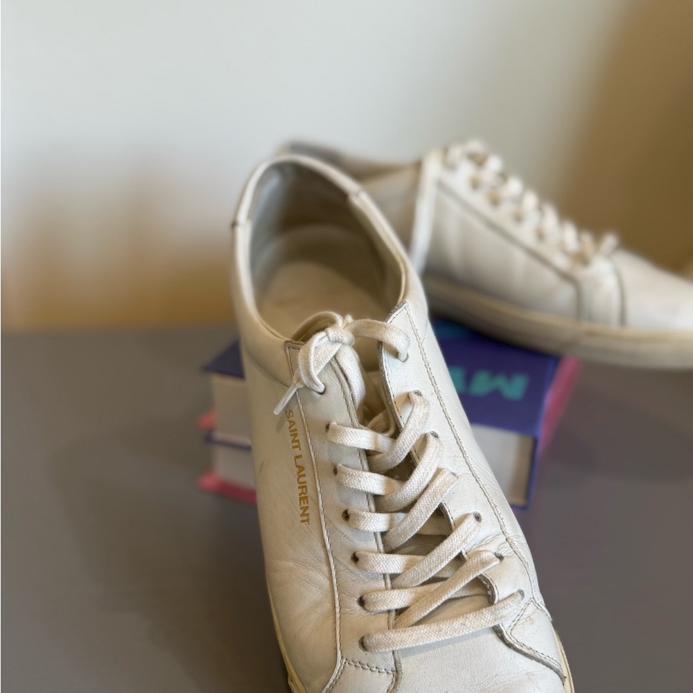 Saint Laurent Men's Cream Sneakers